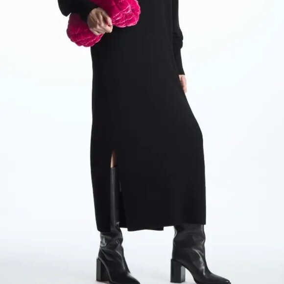 NWT COS Wool Turtleneck Maxi Sweater Dress Black Size S! VERY RARE! - Picture 6 of 17